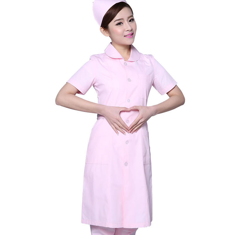 白色夏季短袖护士服药店白大褂美容院工作服白大挂医护口腔牙科服