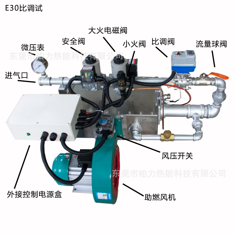 燃气线性管道燃烧机30万大卡比调试双段火燃烧器烤箱直燃式燃烧机