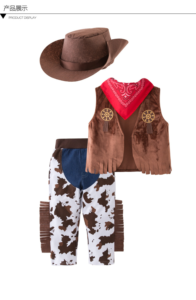 男童套装儿童套装 西部牛仔角色服扮演服宝宝童套装4件套