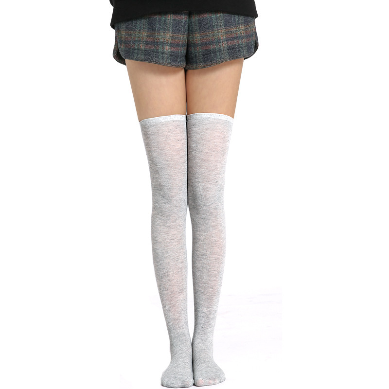 Japanese Pure Black Stockings Women's Thigh High Socks over Knee Socks Student Stockings Cotton Socks Women's Socks