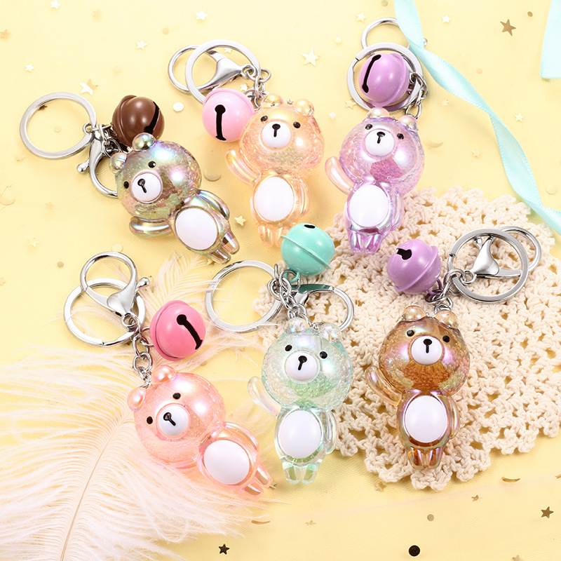 新款卡通创意幻彩气泡熊钥匙扣女可爱包包汽车钥匙链挂件包包挂件