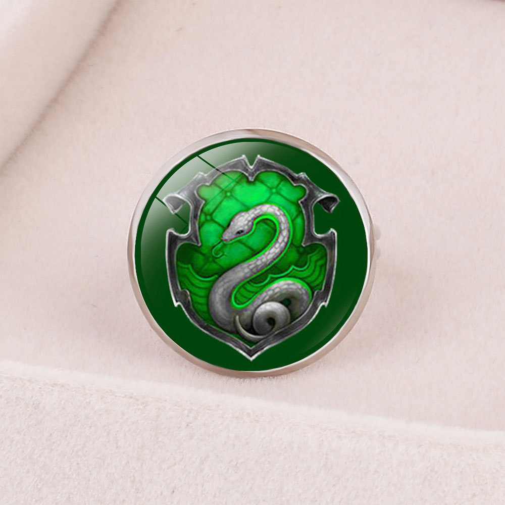 哈利波特周边 魔法学院戒指 死亡圣器四大家族徽章指环 开口调节