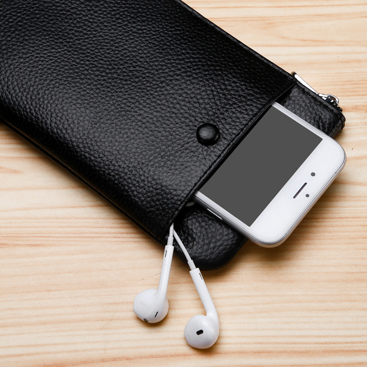 2019新款时尚手碗包真皮薄款多功能钱包男卡包头层牛皮手机包批发