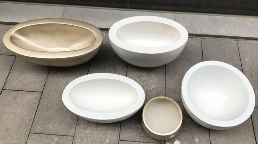 元宝形状氧化镁落地花盆酒店公司前台展厅会所微景观桌面花艺摆件