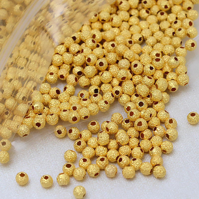 手工s925银饰diy配件磨砂闪砂珠小金珠银珠3毫米隔珠装饰珠新1824