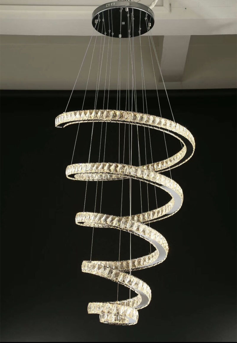 现代水晶吊线灯 复式楼水晶长吊灯 螺旋吊灯 个性旋转楼梯大吊灯