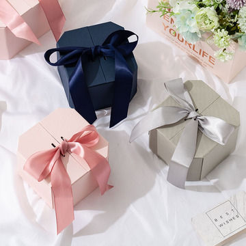 韩版礼品包装盒流星球八角礼盒翻盖少女粉色礼物盒包装盒伴手礼盒