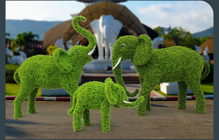绿雕仿真大象雕塑园林景观公园绿地房产小区装饰美陈小品绿植大象