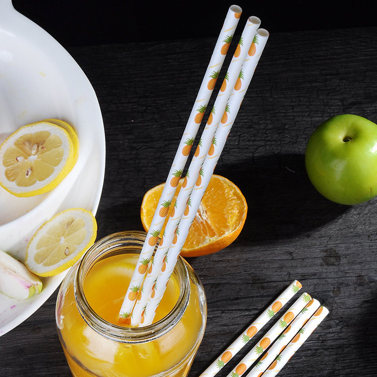 2019创意环保纸吸管水果菠萝纸吸管奶茶果汁咖啡搅拌棒纸质吸管
