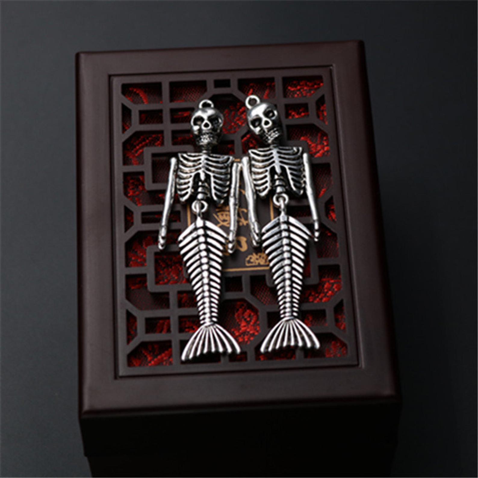 复古骷髅 美人鱼 骨架 合金 古银 diy 万圣节 哥特式 饰品配件