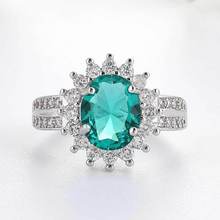 欧美新款engagement ring 绿色花朵锆石戒指 结婚周年纪念日礼物