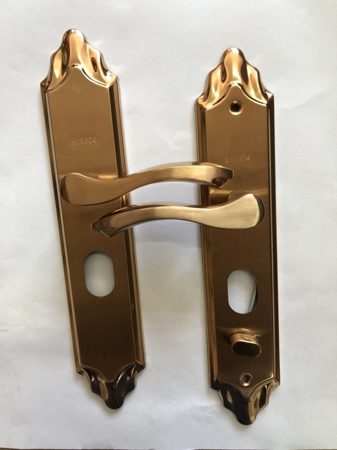 家用门锁 不锈钢大门 铜门种类执手锁材质不锈钢型号ht-82钢柄 玫瑰金