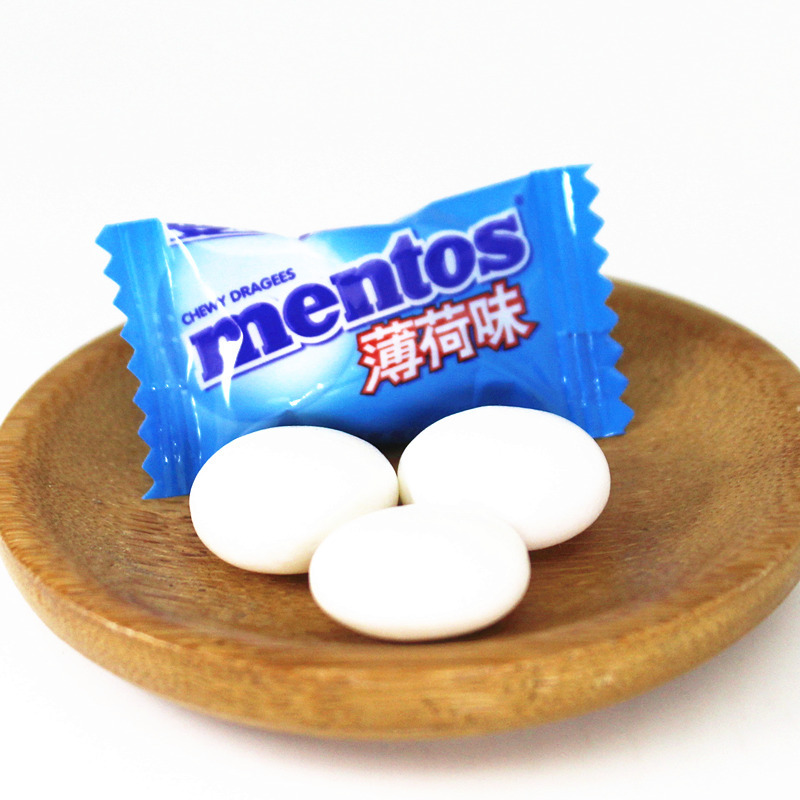 曼妥思薄荷糖5斤原装批发脆皮软心糖火锅店酒店招待清凉糖喜糖果