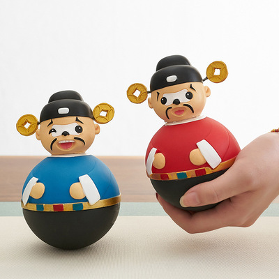 创意财神爷不倒翁工艺品摆件家居装饰品办公室桌面中式布置小摆设