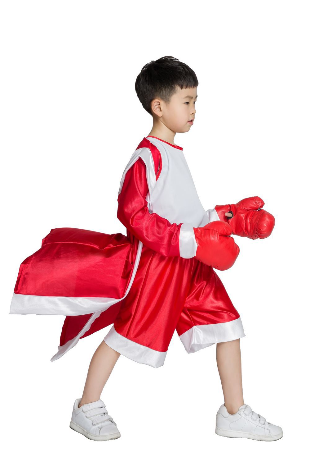 红蓝拳击手服装 六一儿童节运动服 儿童拳击比赛服装 舞台表演服