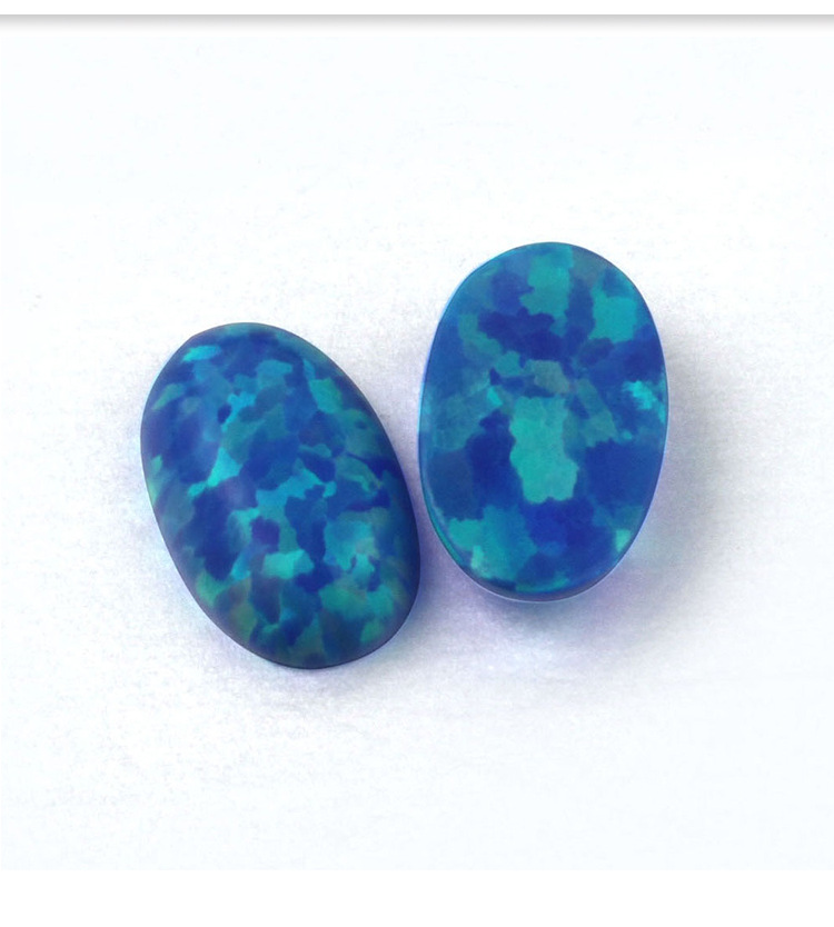 爆款蓝色op05合成澳宝 蛋形平素人造欧泊石