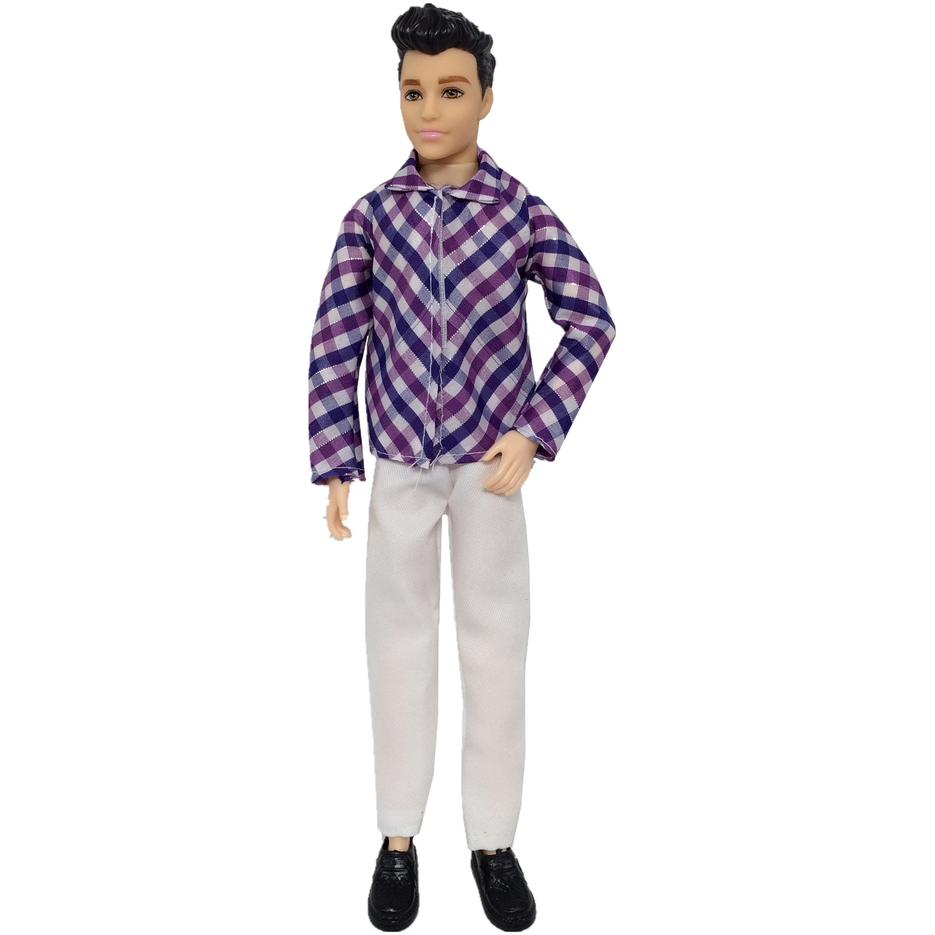 32cm玩具洋娃娃换装男芭朋友王子长袖衬衫格子套装长裤开魔术