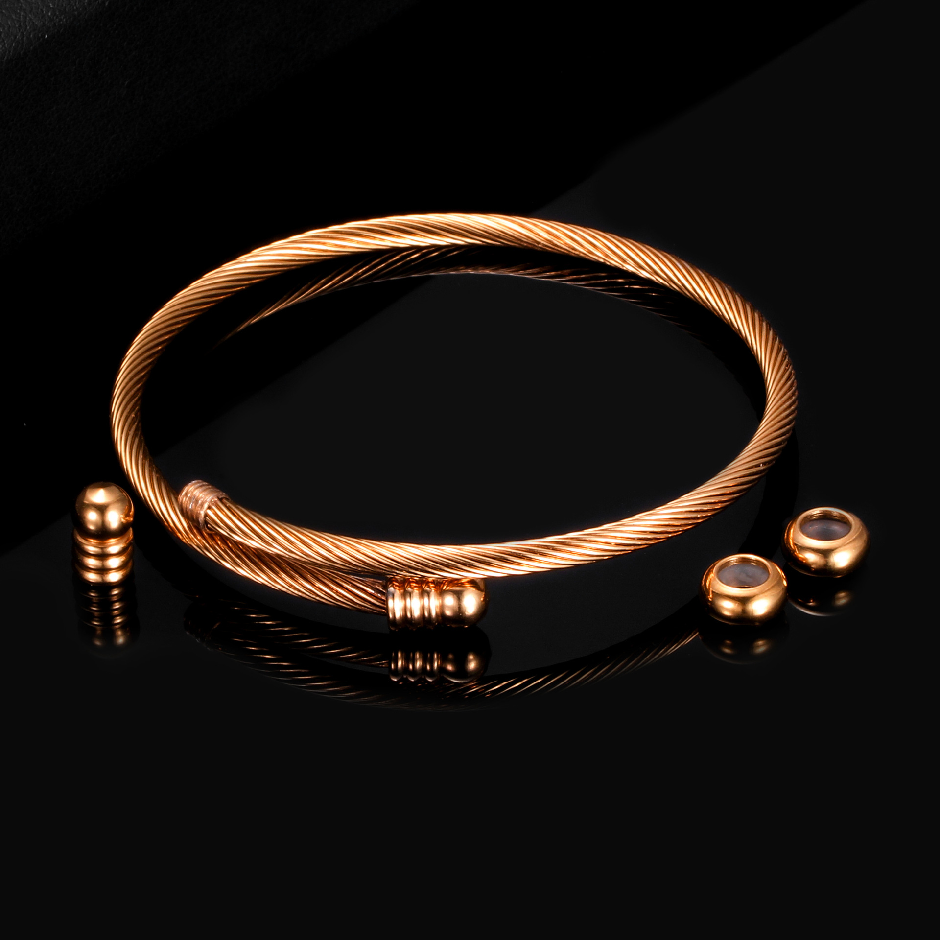 三色不锈钢手镯女 diy钛钢钢丝线女士手镯 可拆卸螺纹个性ins批发