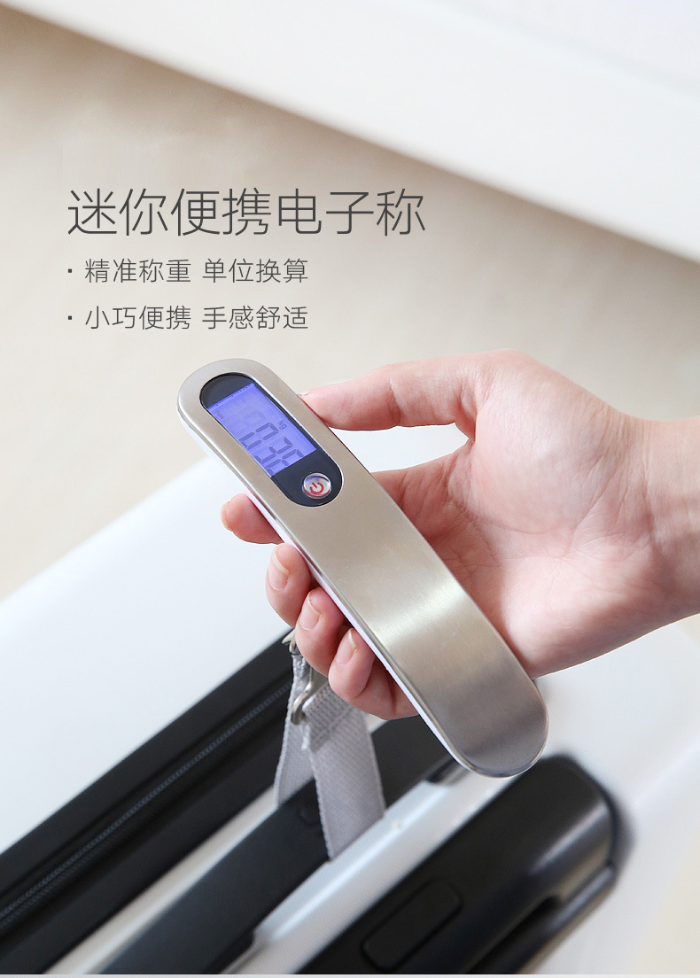 便携式手提秤高精度50kg电子秤家用买菜手拿快递称箱包旅游行李秤