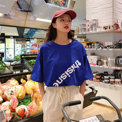港风t恤女短袖韩版百搭2019新款嘻哈少女生帅气酷酷的上衣服潮ins