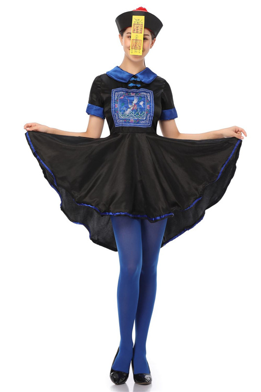 万圣节cosplay民间传说的鬼怪 成人清朝古装女僵尸先生扮演连衣裙