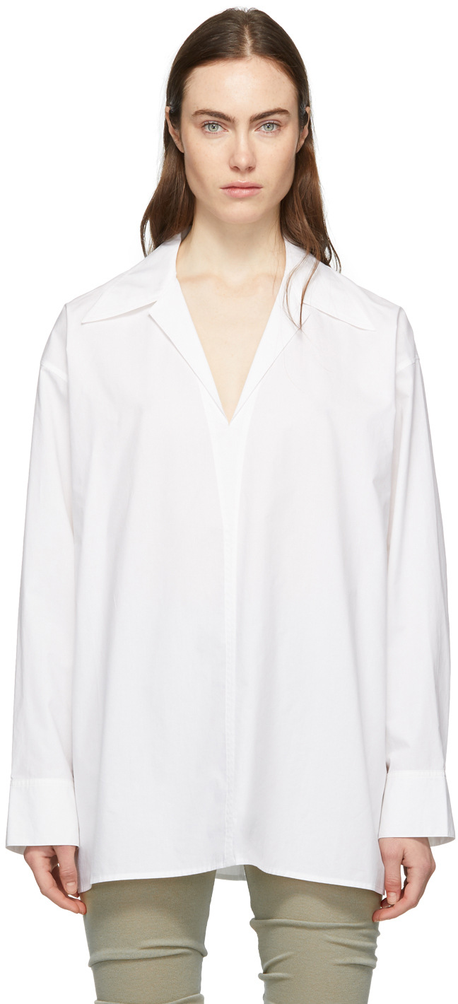 丽朵服饰高级定制北欧小众品牌周&迅同款v领大廓形衬衫明星同款