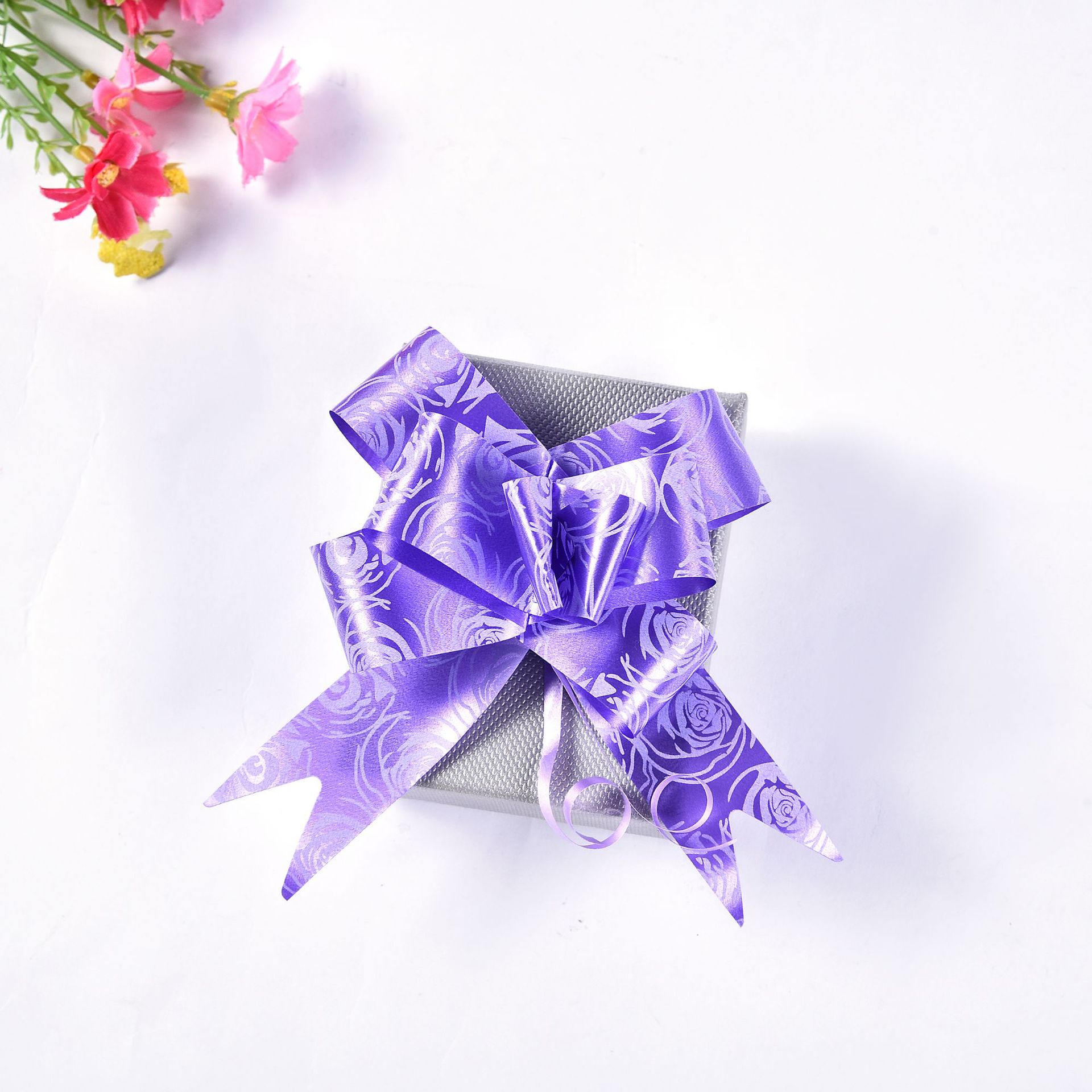 Rose Printing Garland Colored Ribbon Wedding Celebration Decoration Garland Wrapping Paper Gift Box Packaging 15mm Bow Garland Wholesale