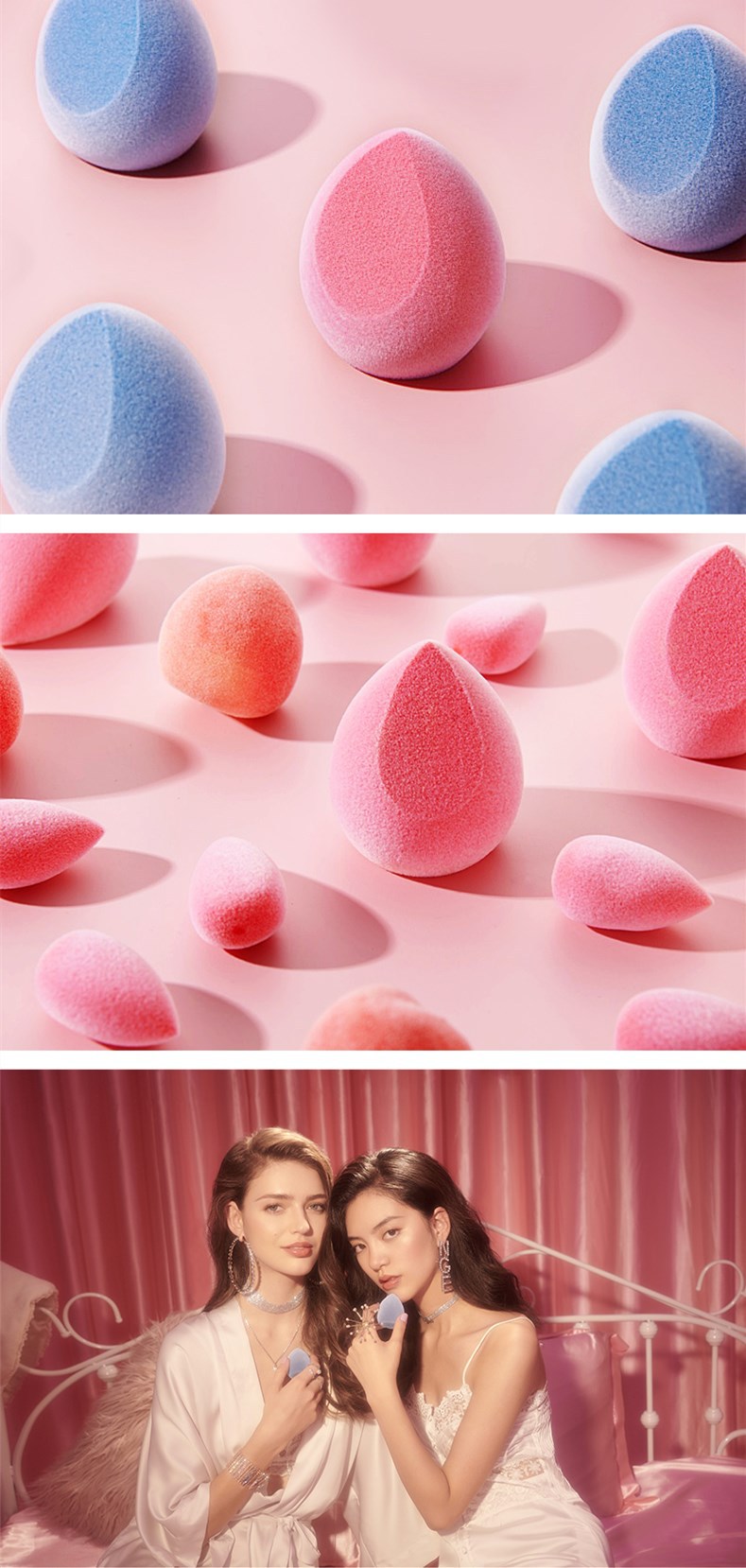 junoco蓝丝绒粉扑美妆蛋不吃粉植绒粉扑超软干湿两用不掉色美妆蛋