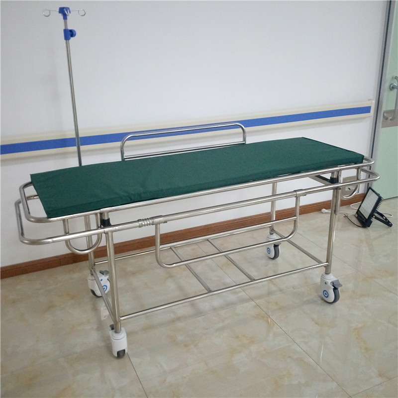医用不锈钢担架车两大两小轮/四小轮担架车不锈钢手术对接车厂 家