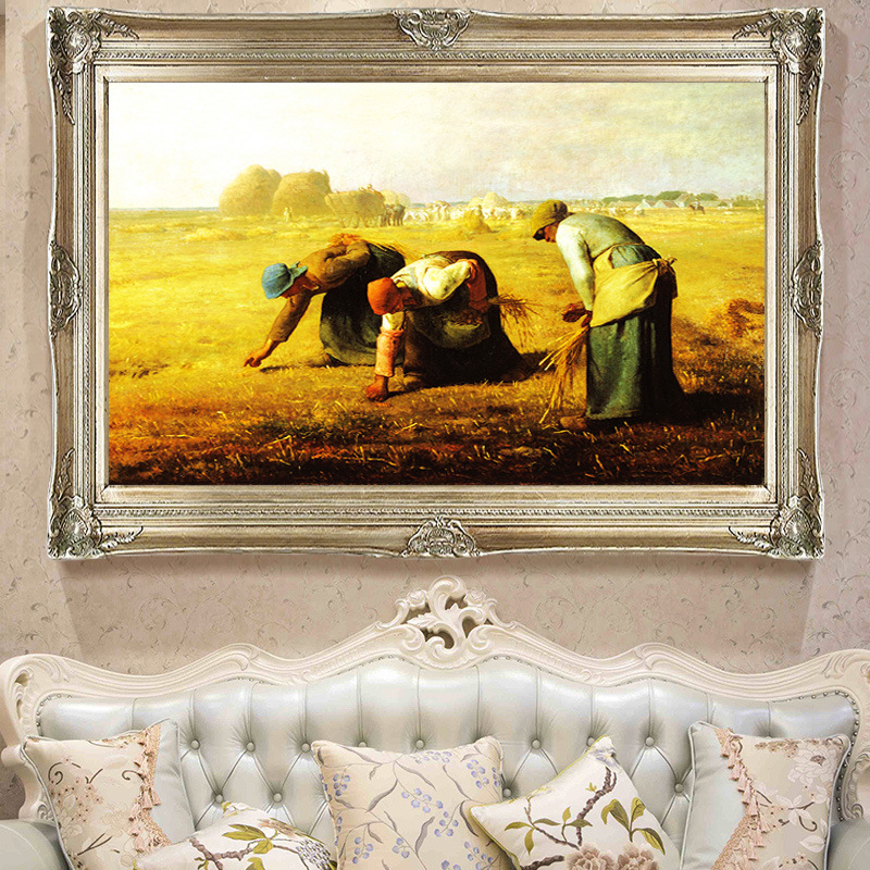 外贸跨境贸易批发一件代发印花十字绣客厅名画拾穗者金色麦田