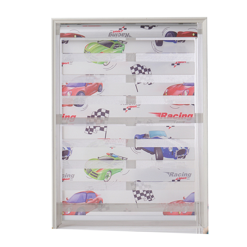 Punch-Free Car Printing Soft Gauze Curtain Shading Children's Room Louver Curtain Bathroom Bathroom Curtain Custom Wholesale