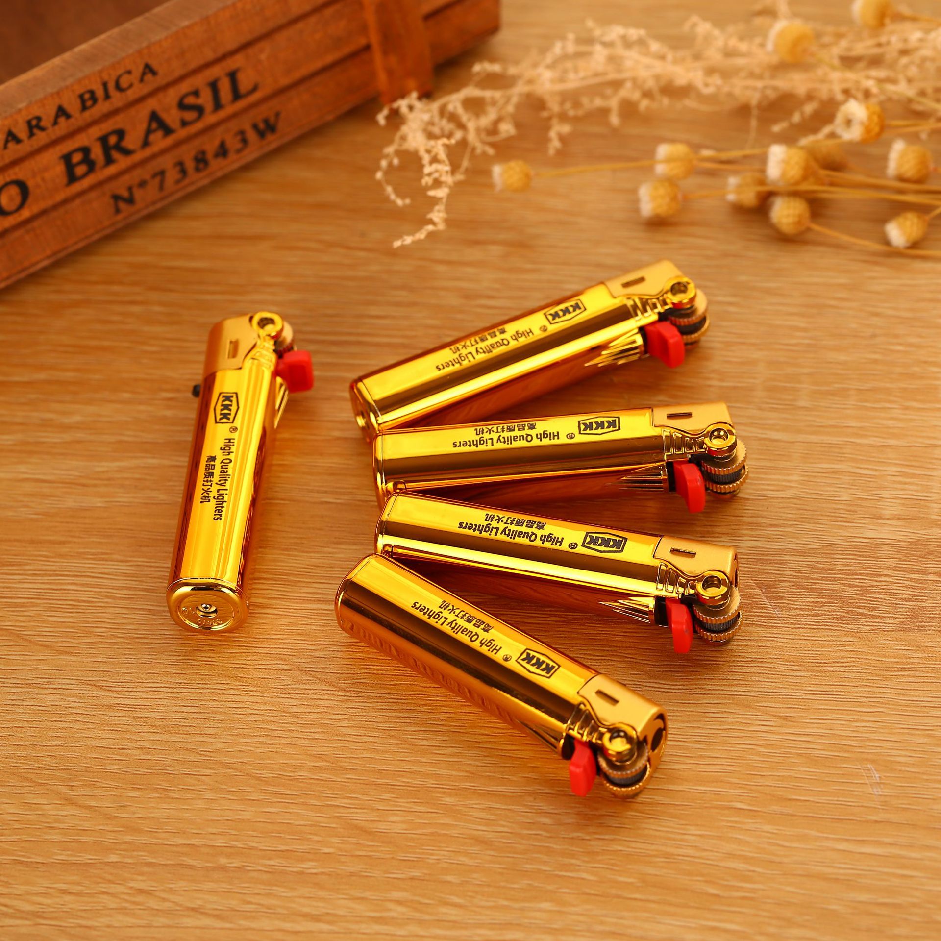 新款kkk017精品镀膜一次性砂轮打火机 短款精致打火机批发零售