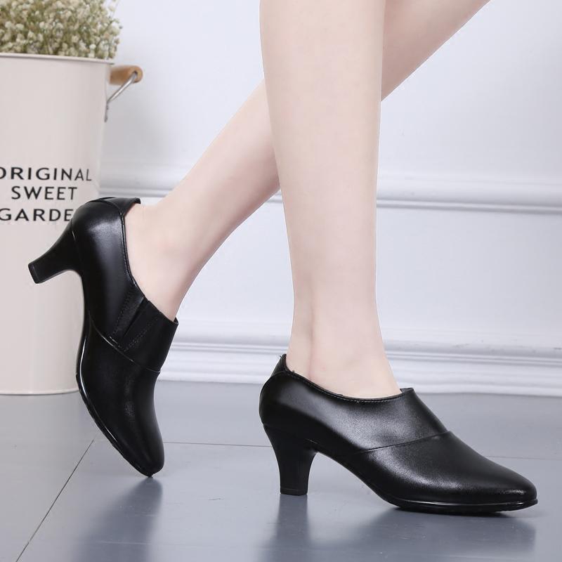 配发07女春秋制式牛皮皮鞋女军官常服黑色单鞋职业正装中跟白皮鞋