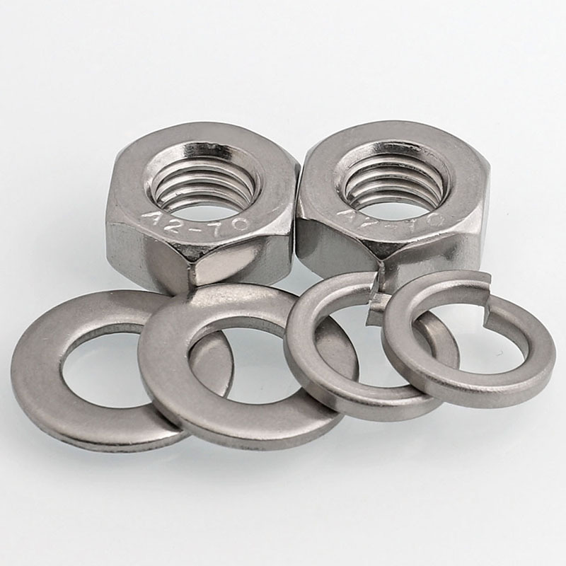 304/201/316/316l不锈钢螺母六角螺帽平垫片弹垫套装m3m4m5m6m8