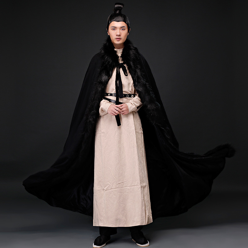 影视古装男汉服棉麻披风古代侠客武侠披风剧组影楼写真斗篷演出服