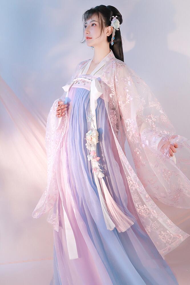 汉服女春樱中国风齐腰齐胸襦裙夏广袖仙女新款汉元素改良学生飘逸