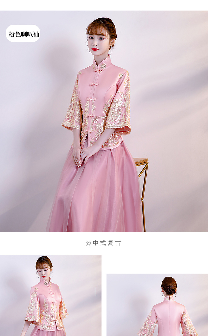 中式伴娘服2019新款秋冬季复古中国风伴娘裙仙气质姐妹团结婚礼服