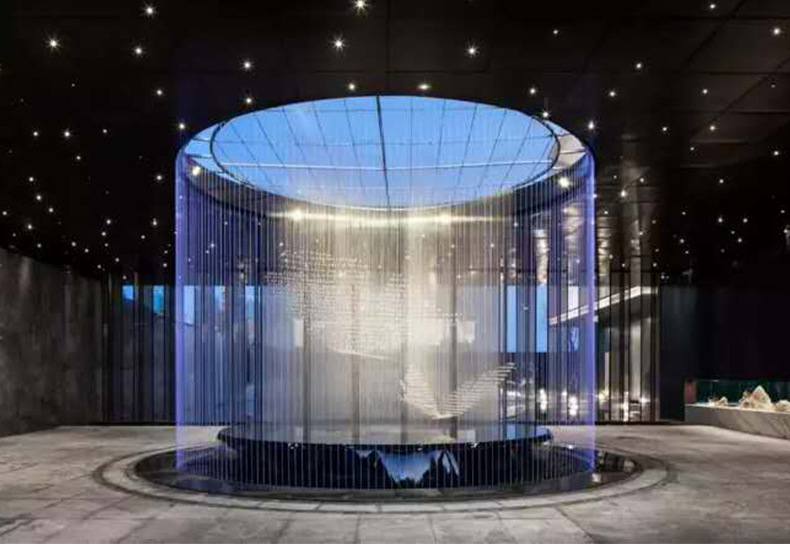 光纤水幕帘水帘水幕墙拉线水幕帘激光水幕帘透明流水幕帘金属幕帘