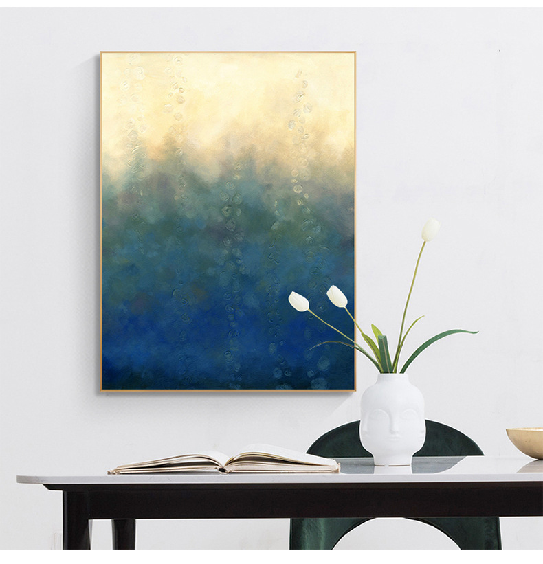 现代简约抽象油画客厅蓝色天空背景客厅大气组合挂画玄关装饰画