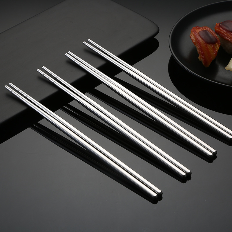 厂家清仓 304不锈钢筷子家用防滑韩式方筷酒店筷饭店筷快子