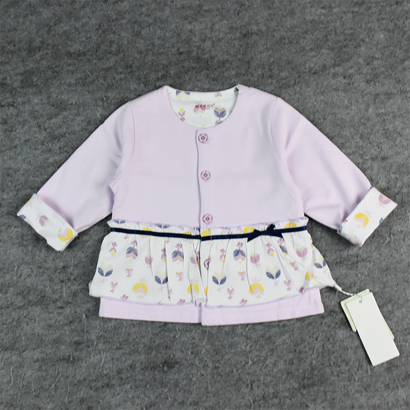 19新款ygbb品牌婴儿套装宝宝夹衣婴儿外出服绣花双层面料两用裆