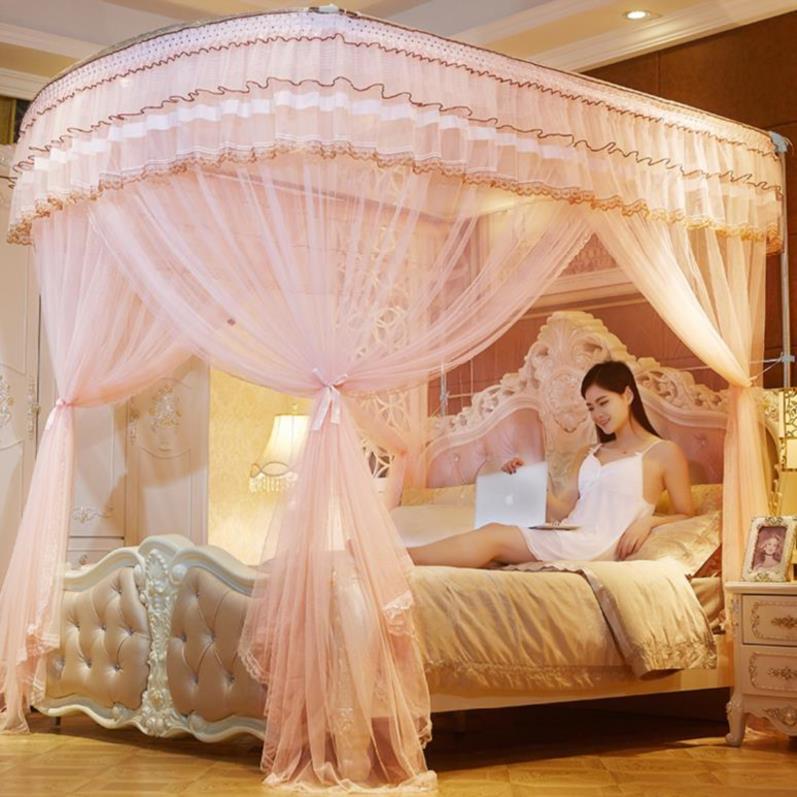 落地蚊帐支架加密加粗家用u型透气蚊帐杆个性公主式纹帐弧形轨道