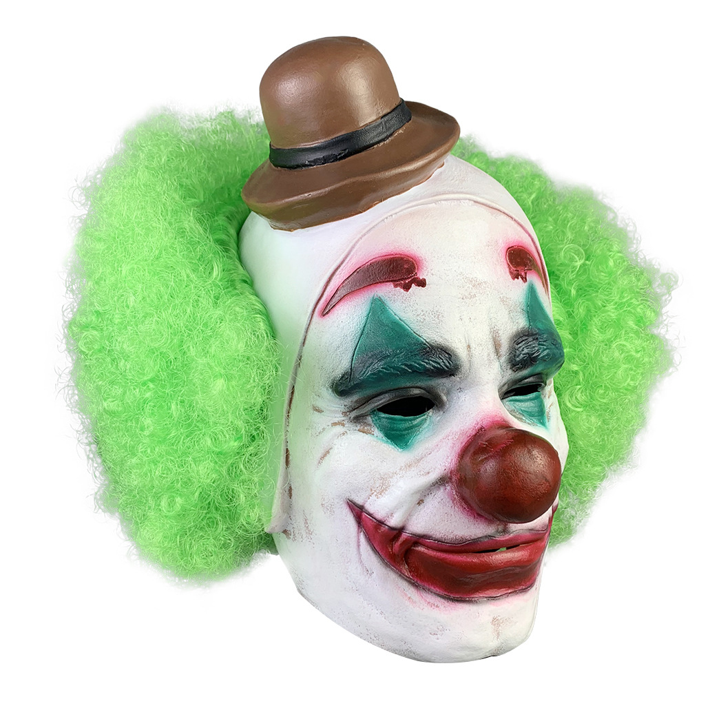 2019电影杰克小丑带帽面具joker小丑前世万圣节电影乳胶面具现货