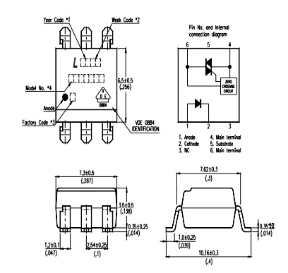 moc3063s-ta1 sop-6封装 代理台湾光宝 光宝贴片式光耦