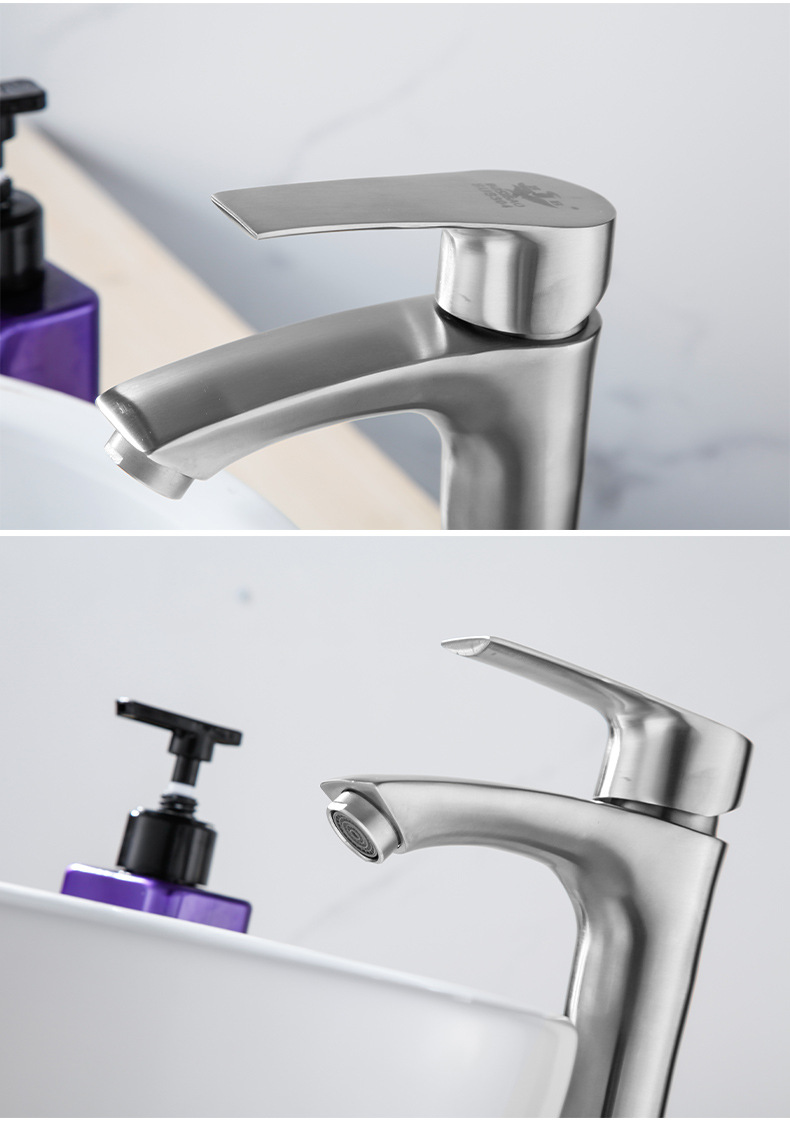 不锈钢单孔冷热混水阀浴室柜面盆水龙头浴室台上盆洗脸洗手盆龙头