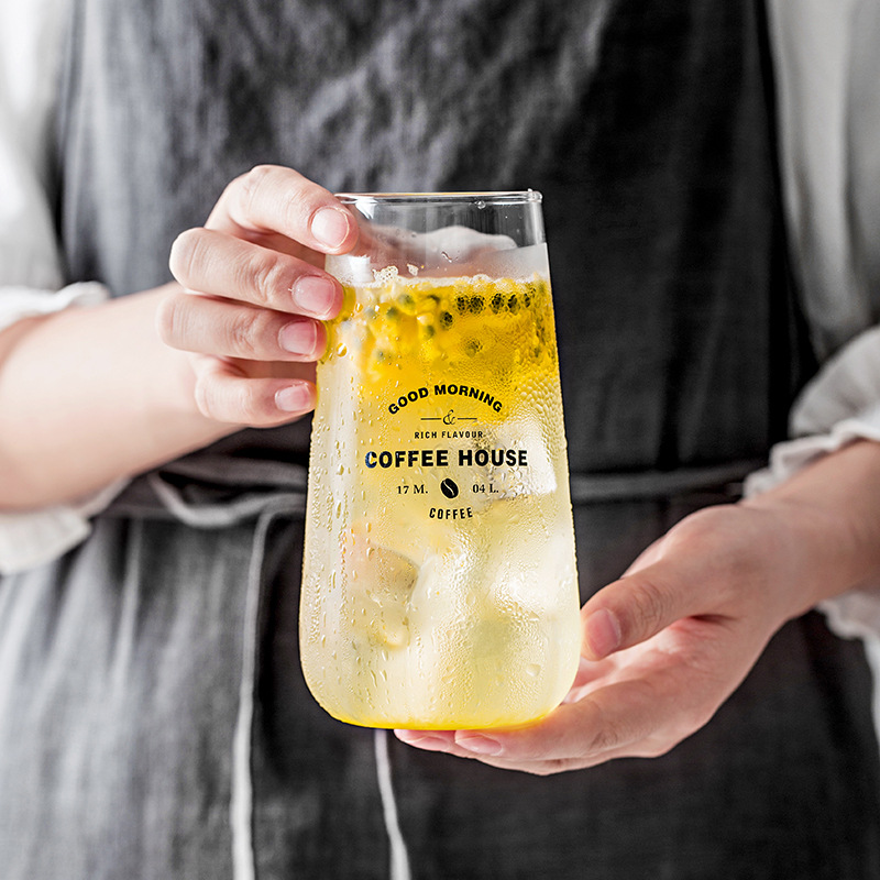 透明玻璃杯家用简约杯子果汁杯ins抖音网红创意奶茶店餐厅饮料杯