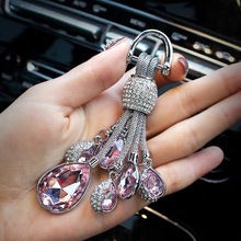 跨境汽车钥匙扣钥匙链创意水晶镶钻合金车钥匙挂件女款可爱网红