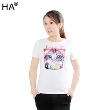 供应制作精品女士T恤冰瓷棉T恤潮流时尚T恤韩版T恤 大眼美猫猫