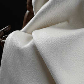 m家秋冬大衣呢面料 双面毛呢面料 白色全毛双面水波纹羊绒面料