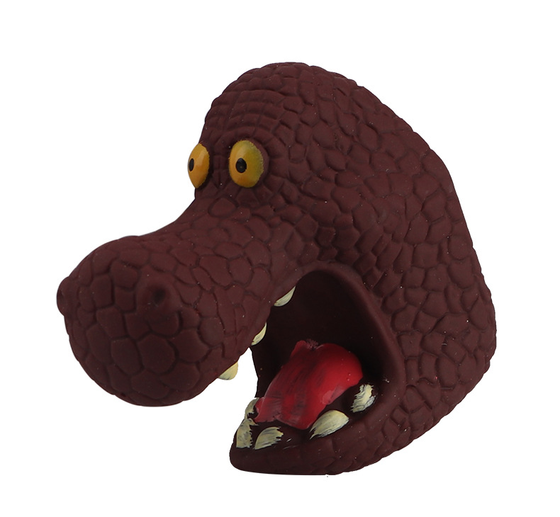 创悠乐批发抖音同款搪胶手指龙手偶 亚马孙恐龙模型指套玩具